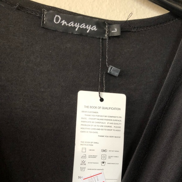 Onayaya Black Maxi Dress with Front Opening Sz Lg - Picture 6 of 7